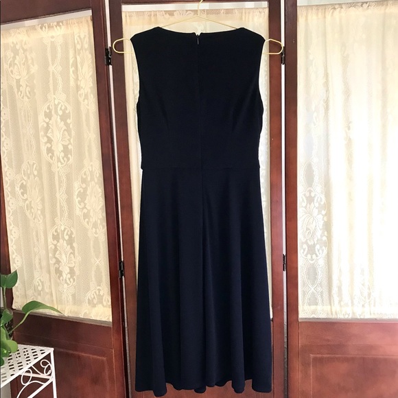 Navy Blue Minimalist A Line Midi Dress - Picture 4 of 9